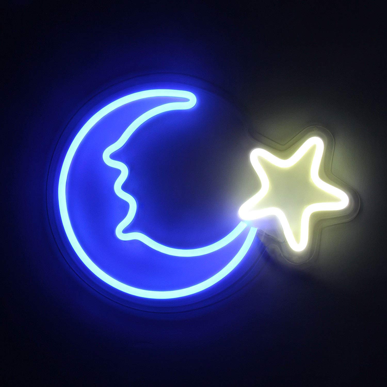 Неоновый светодиодный светильник Moon Star, Рождественская настенная лампа для спальни, офиса, свадьбы, Дня Святого Валентина, вечеринки