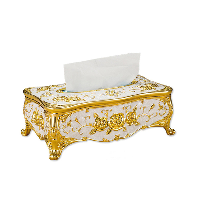 High quality luxury tissue box napkin holder alloy tissue box for bedroom paper box