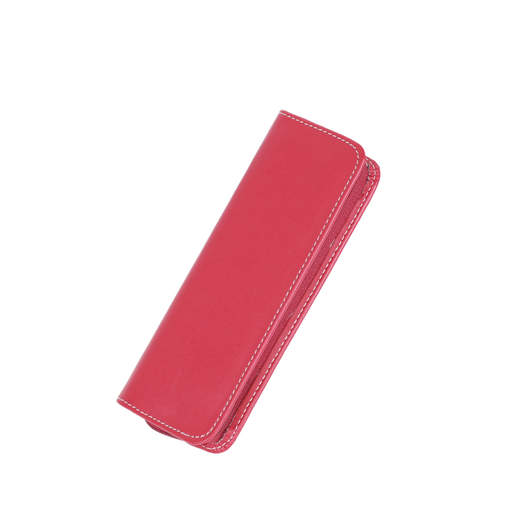 Wholesale Fashion Customized Leather Zipper Pen Pouch PU Holder for Pencils Fancy Ballpen Bag