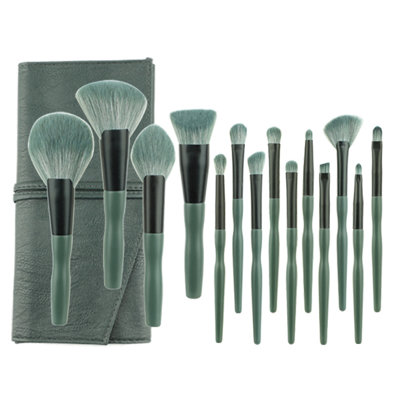 14pcs Pro High Quality Vegan Synthetic Make Up Brushes Luxury Professional Private Label Makeup Brush Set With Belt Bag