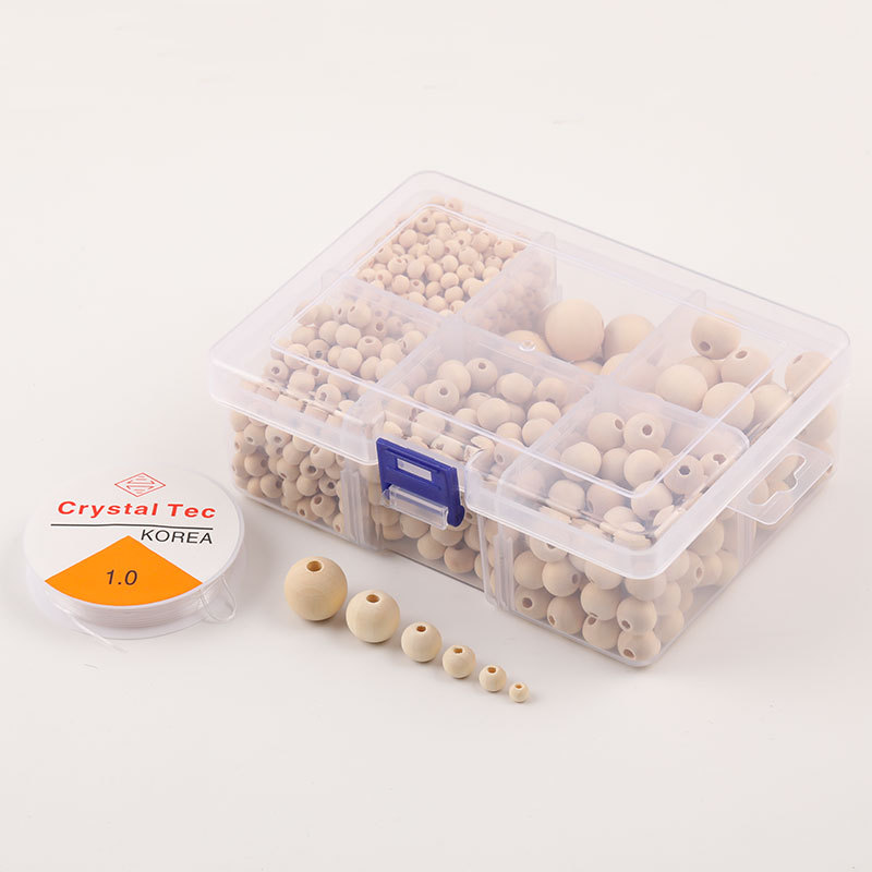 Natural Wood Baby Teething Wooden Beads Crafts DIY Jewelry Making Educational Loose Wood Beads