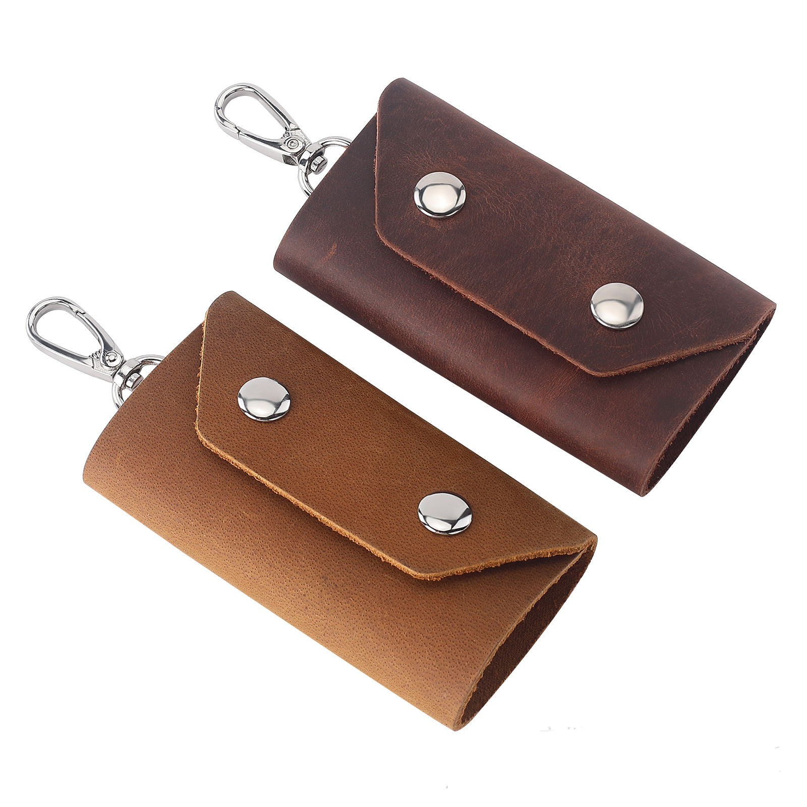 Top crazy horse genuine leather key case bag