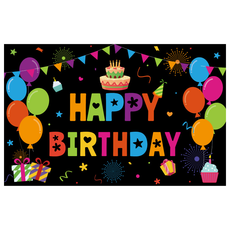 Party Happy Birthday Decorations Banner Promotion Advertising Printing Banner Polyester Cloth Offset Printing HM Polyester Fiber