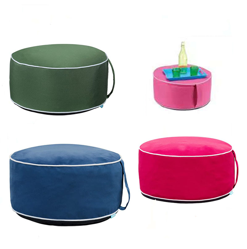 Outdoor Inflatable Round Stool Chair with Portable Air Pump Foot Rest for Patio Garden Camping