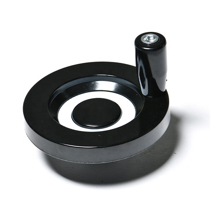Factory Price Bright Black Single Spoke Inner Corrugated Solid Handwheel With Foldable Handle