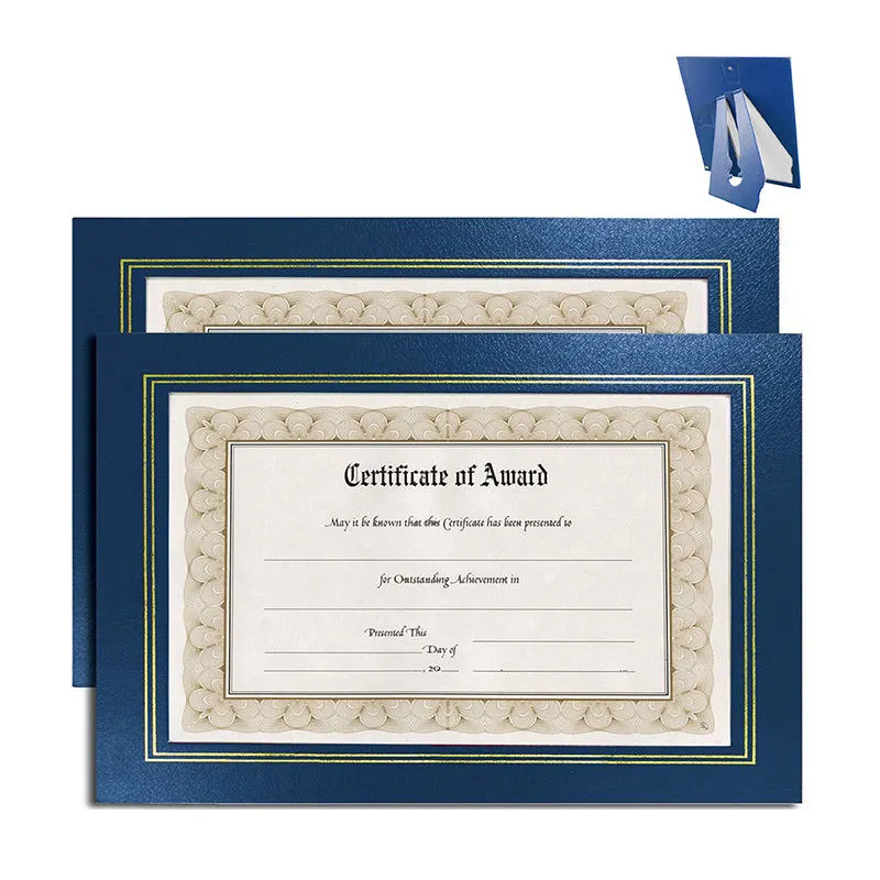 8.5 X 11 A4 Classic Certificates Embossed Paper Diploma Holder With PVC