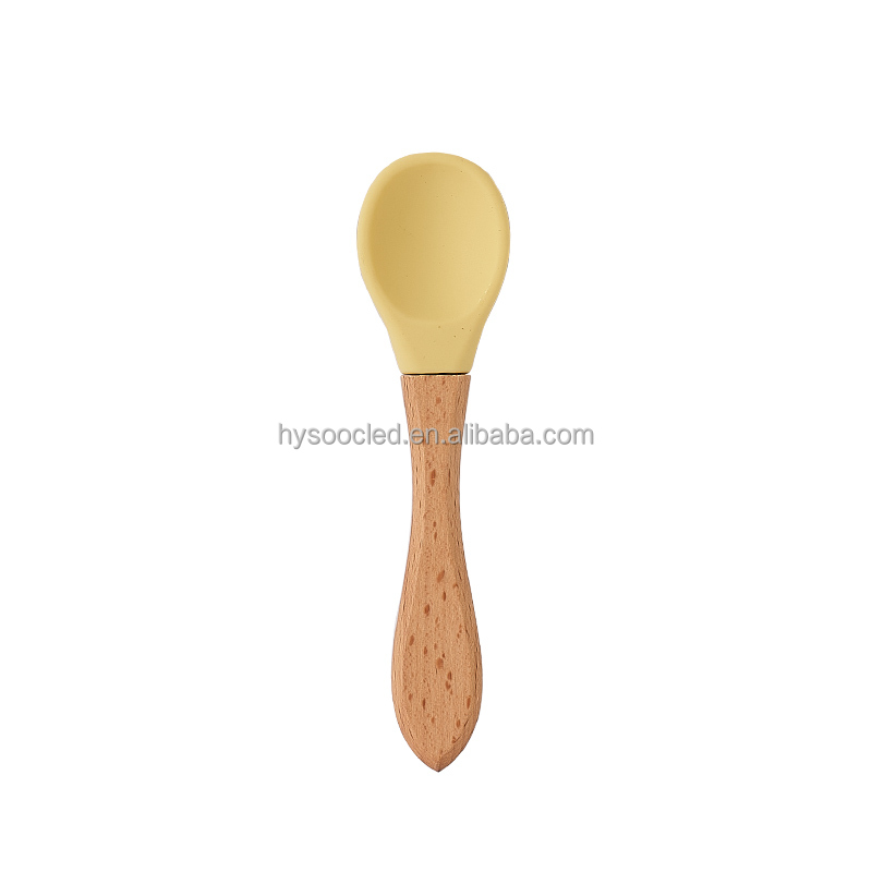 Fashionable Boys And Girls Silicone Spoon Feeding Baby Tool Toddler Flatware Candy Color Tableware Silicone Spoon For Baby Spoon