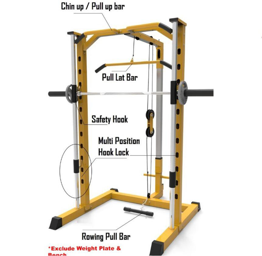READY TO SHIP *Smith Machine Squat Power Cage Rack Station 500kg Durable Chin Up Pull Up Workout Cable Pull Home Gym Equipment