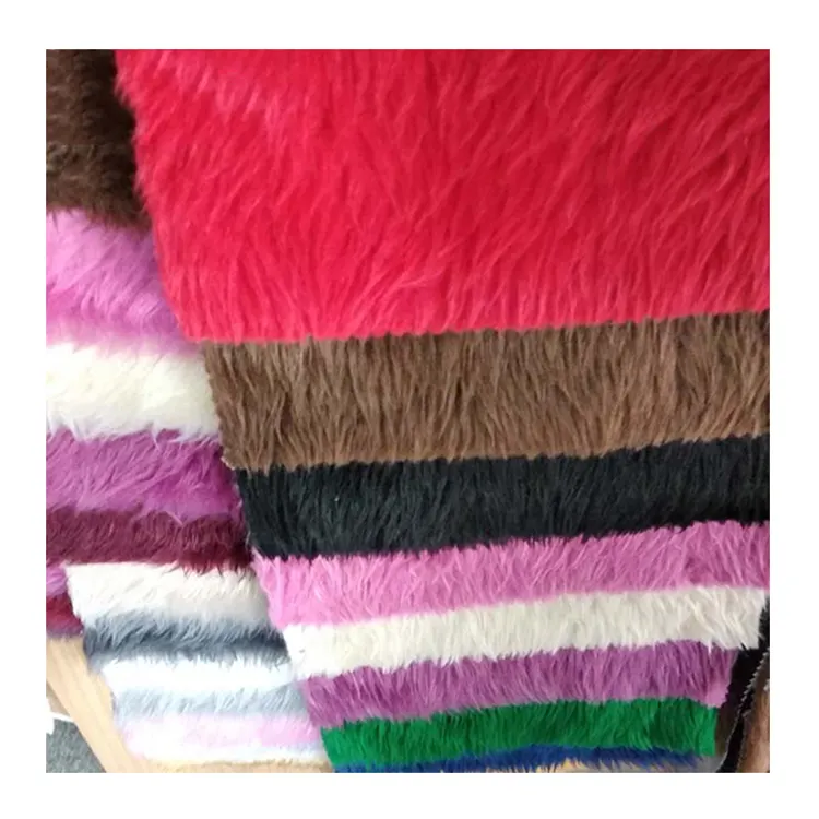 Luxury custom synthetic animal print green orange black blue purple soft fake plush long fur material faux fur fabric