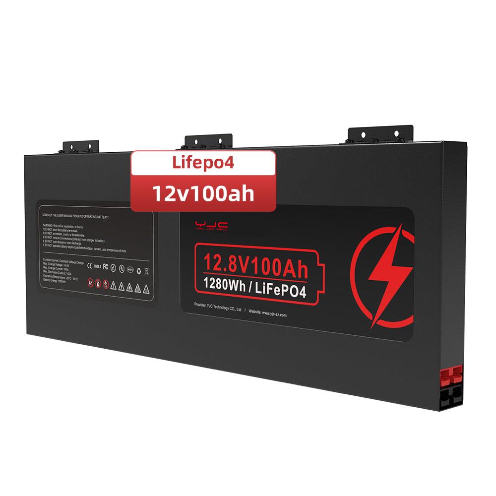 YJC Built in Smart BMS Low temperature Slimline Li Batteries 12v 100Ah Lifepo4 Battery Support Phone Link For Rv Marine