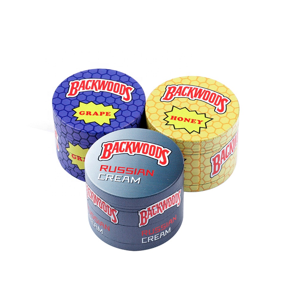 Металлический дымчатый Точильщик для табака с логотипом Backwoods, оптовая продажа травяных трав для табака, аксессуары для курения сорняков, Точильщик