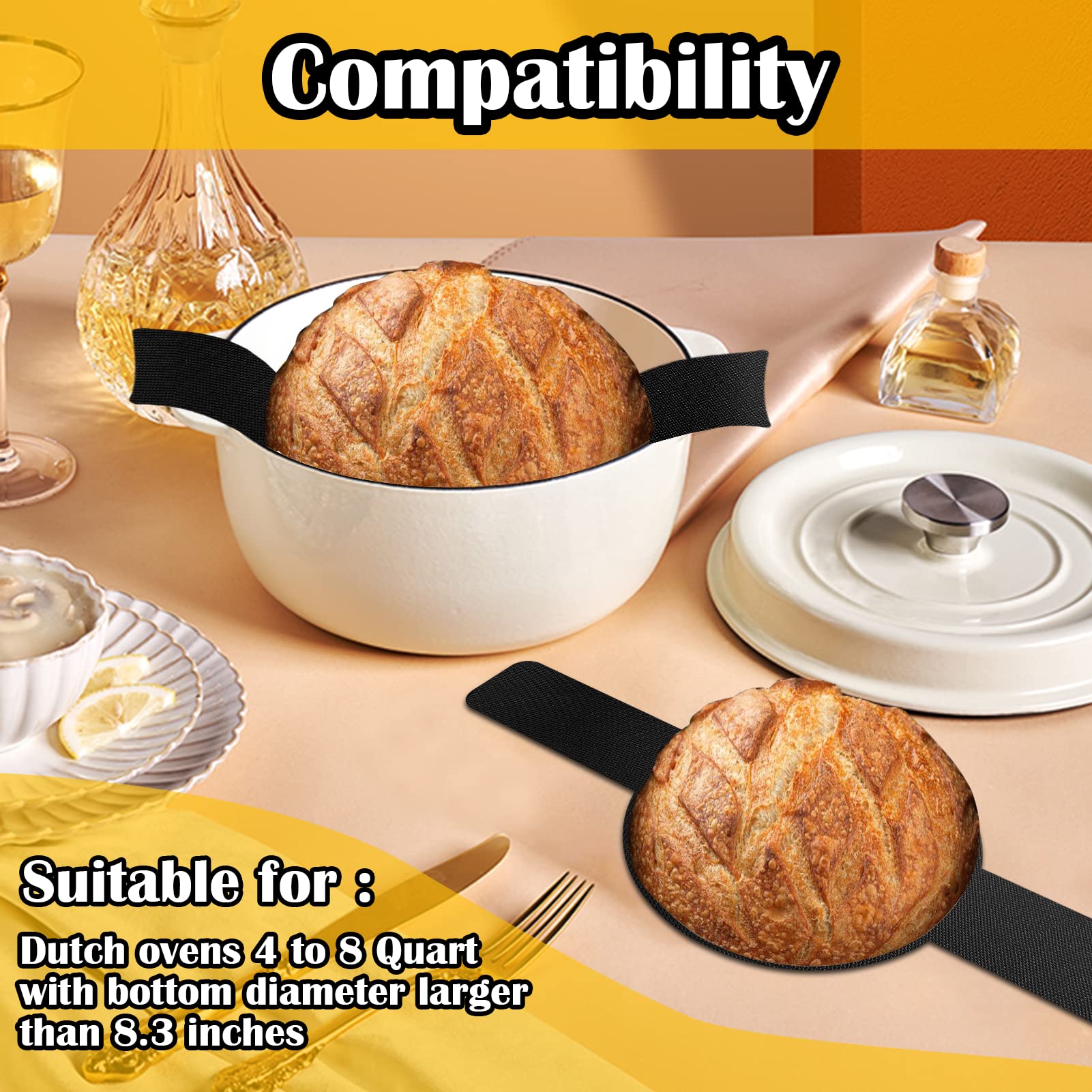 2Pcs Baking Mat For Dutch Oven Bread Baking, Reusable Non-stick Bread Sling,Bread Making Tools And Supplies