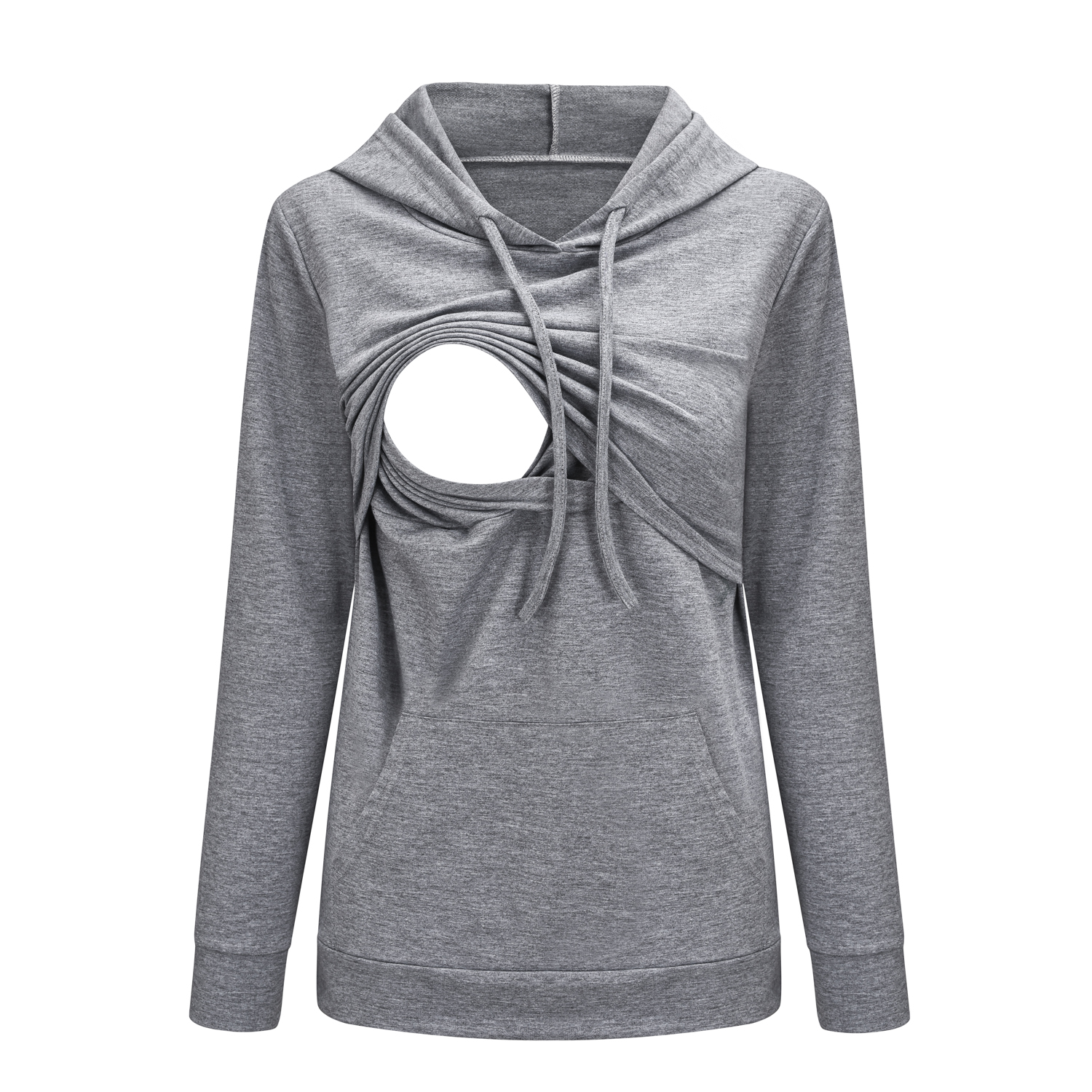 Autumn and winter 2021 new solid color casual lactation clothes Hoodie pregnant women's sweater