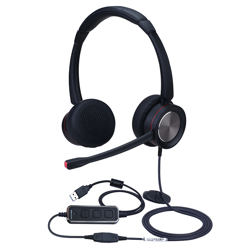 Проводная гарнитура Dh118Dqd для оператора колл-центра, компьютерная USB гарнитура с регулируемой громкостью и активным шумоподавлением