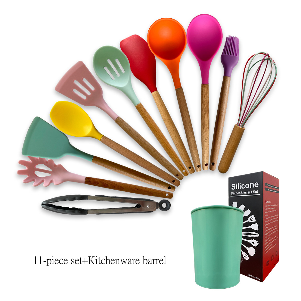 Silicone Kitchenware Cooking Utensils Heat Resistant Kitchen Non-Stick Cooking Utensils Kitchen Baking Tools with Storage Box