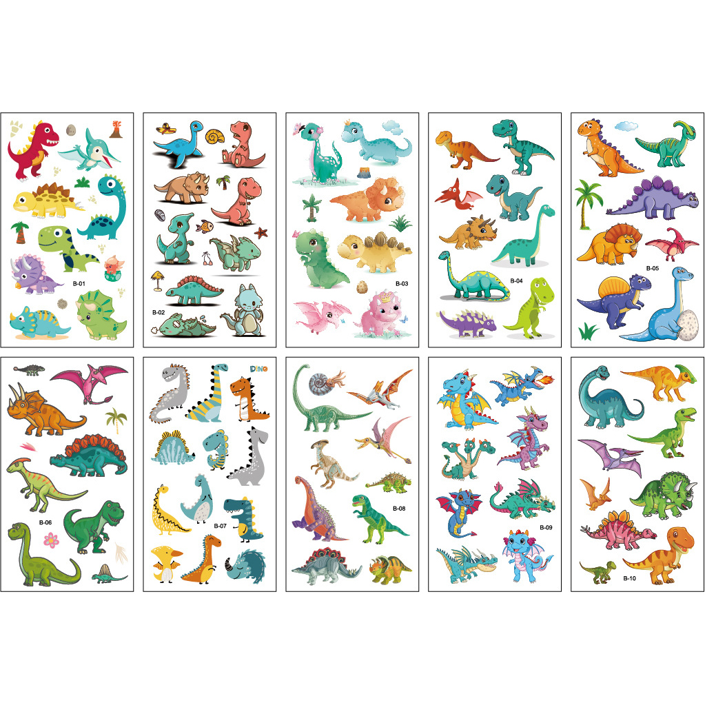 Wholesale unicorn dinosaur mermaid animal tattoo stickers waterproof and durable children cartoon tattoo stickers