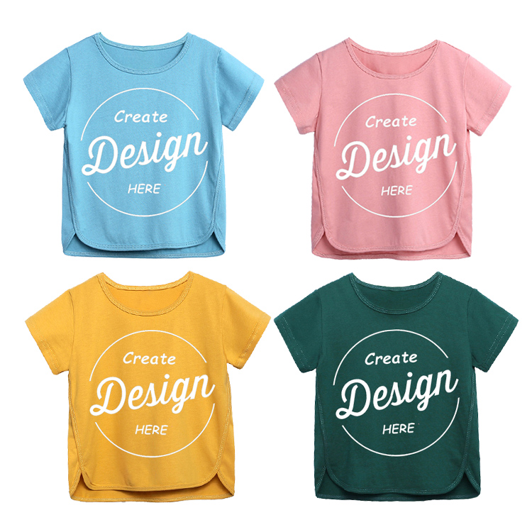 Summer High Quality Customized Cotton Split Round Hem Children's Clothing Kids Tshirt For Girls