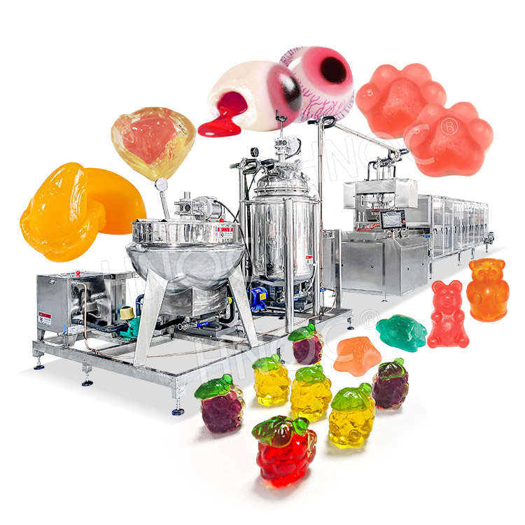 Fully automatic 3D multifunctional vitamin pectin gelatin starch jelly candy production line gummy bear making machine
