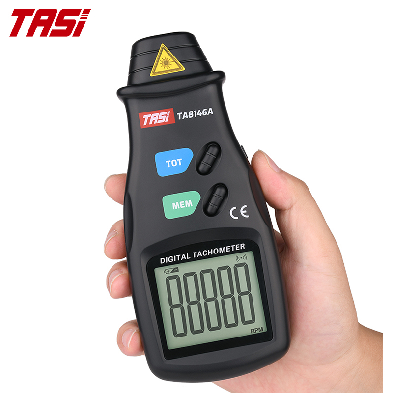 Тахометр TASI TA8146A Бесконтактный, ЖК-дисплей, измеритель скорости 2,5-99999 об/мин, цифровой тахометр