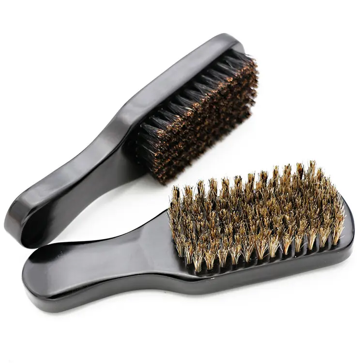 Black solid wood spray painted hair beard care styling beard comb brush set
