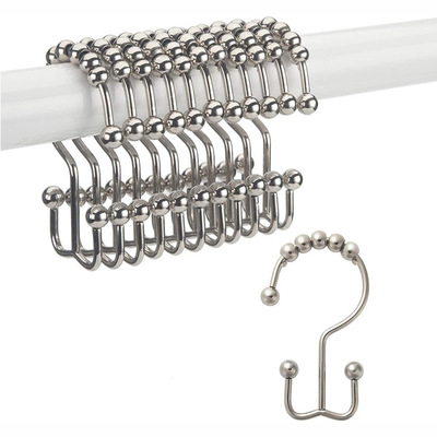 High Quality Shower Gourd Hook Five Ball Door Curtain Hanging Ring Metal Curtain Hook Bathroom Shower Ring