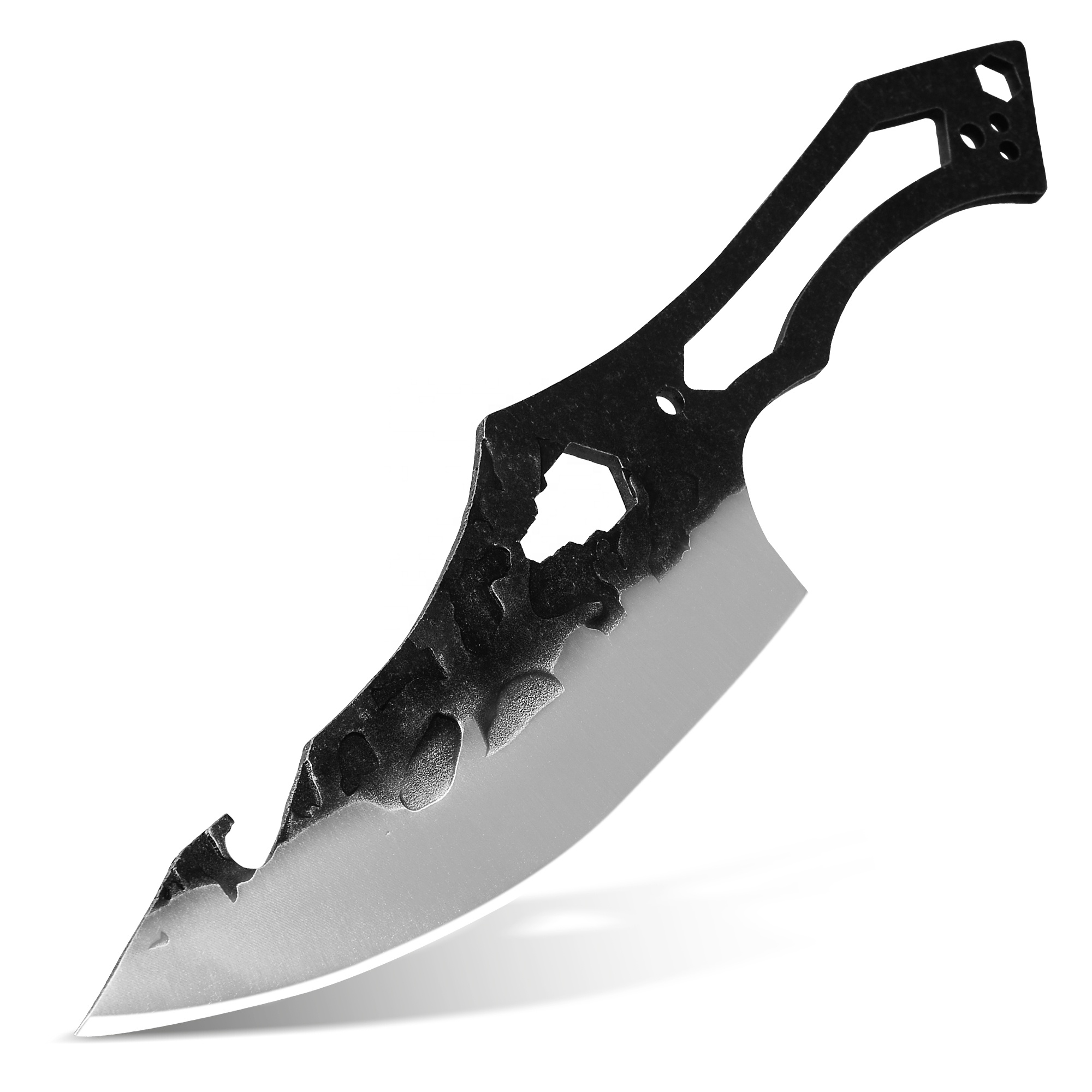 OEM Full Tang Outdoor Hunting 3cr13 6 inch Stainless Steel Chef Knife Blade Blanks Hexagonal Hollow hammered Stone Camping Knife