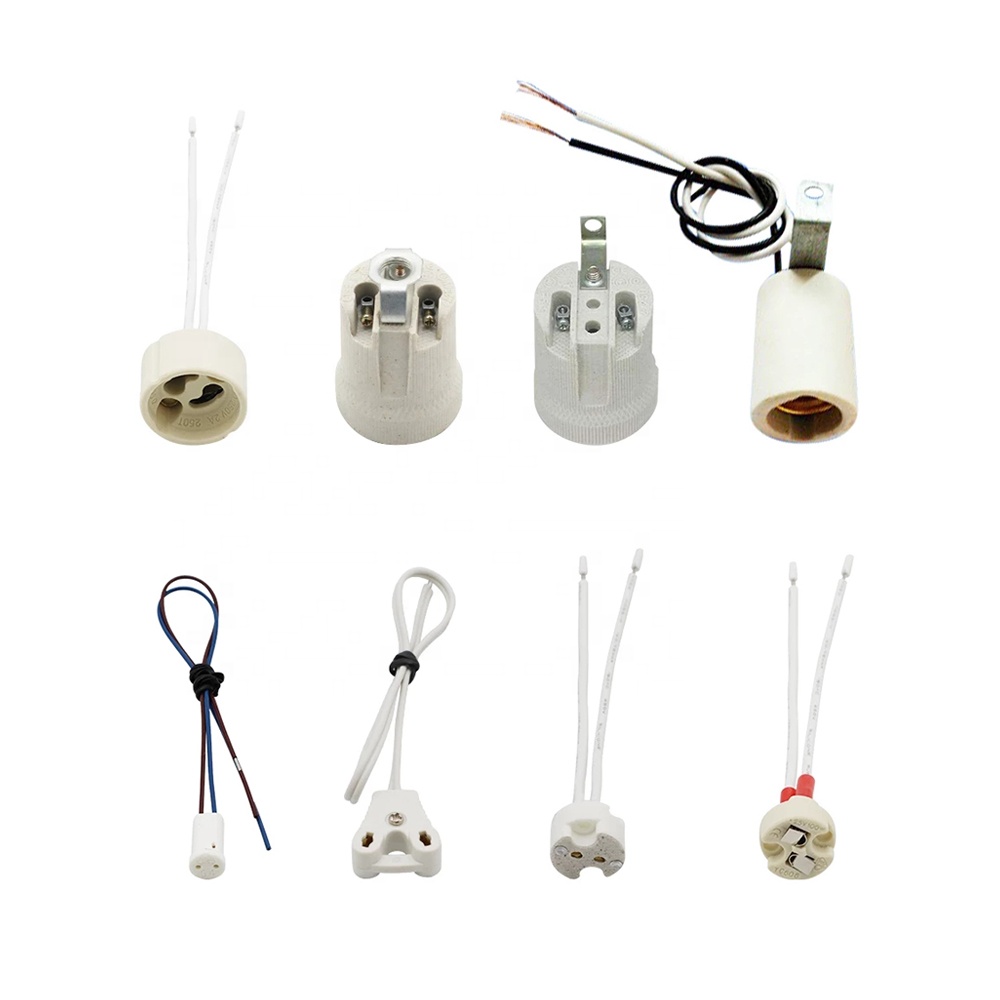 Цоколь лампы GU5.3 GU10 MR16 G4 T8, держатель лампы, соединитель провода, адаптер E27 E14, электрический светильник, керамический патрон