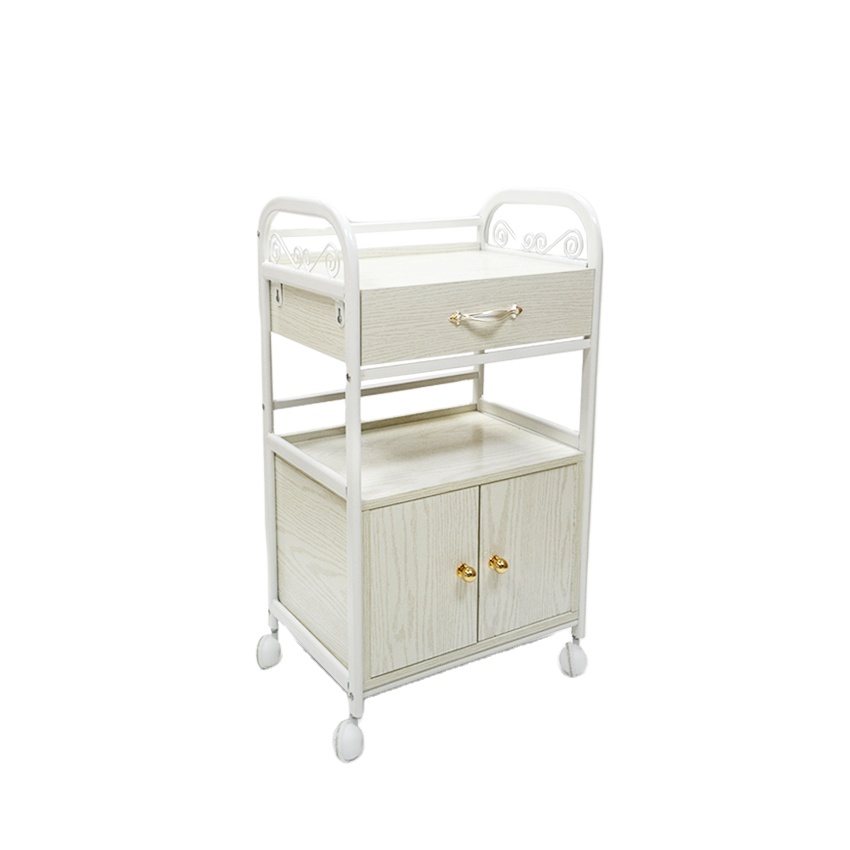 Portable Modern Wood Tool Trolly Storage Cart Rolling For Salon Wooden Material