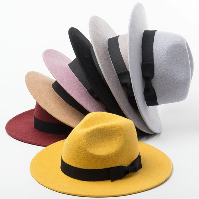 fashion superstar spring wide brim vintage wool felt hats women fedora men felt hat Jazz hats sombrero chapeau femme
