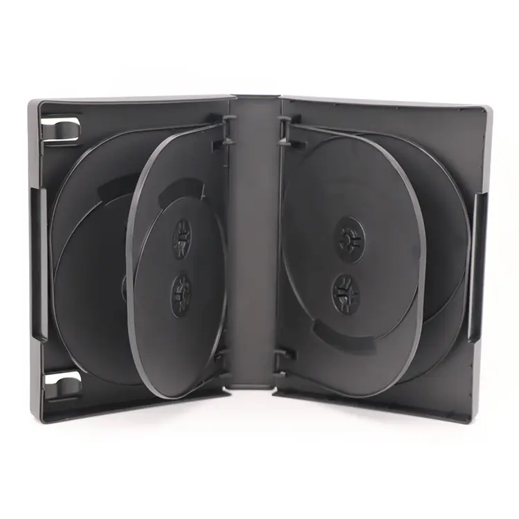 27mm DVD Standard Black 10-Discs PP 4 Trays CD Holder Case With Film