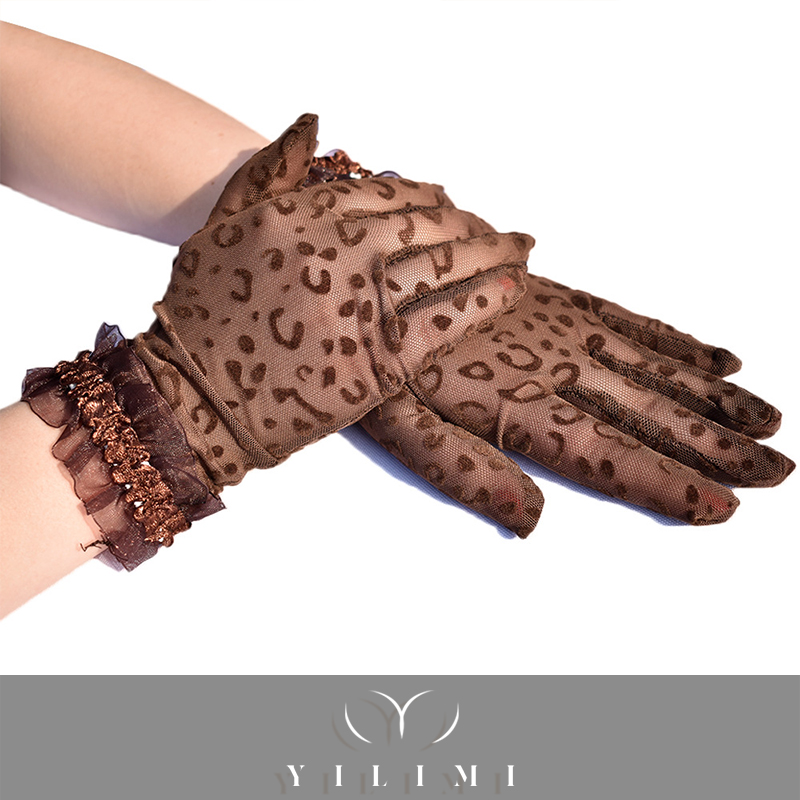 2021 New Lace Finger Prom Gloves Women's Vintage Short Leopard Lace Wedding Gloves Bridal Gloves