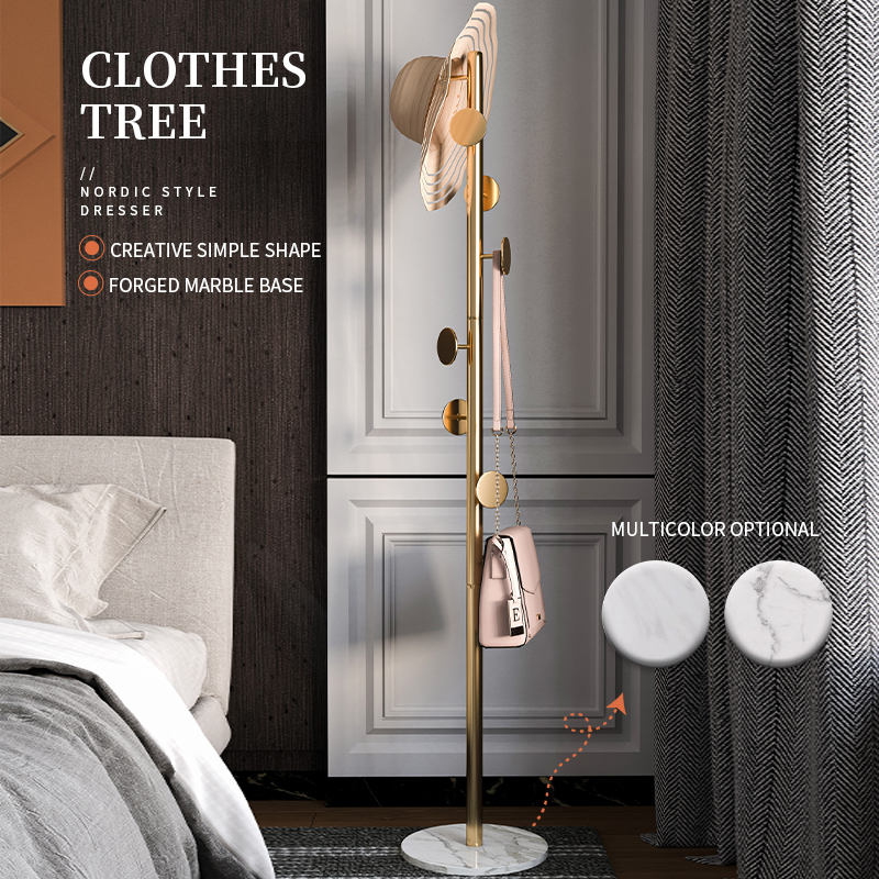 Easy Assembly Tree Rustic Wooden Portable Coat Rack