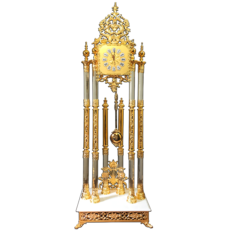 White Marble Crystal Time Decoration Floor Luxury Large Grandfather Clock