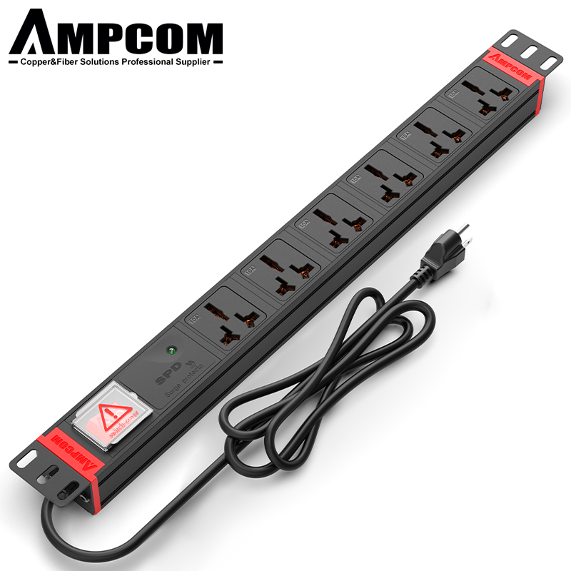 Переключатель удлинителя AMPCOM PDU, 6 розеток, 220-250 В, 10 А, медный материал, корпус из алюминиевого сплава