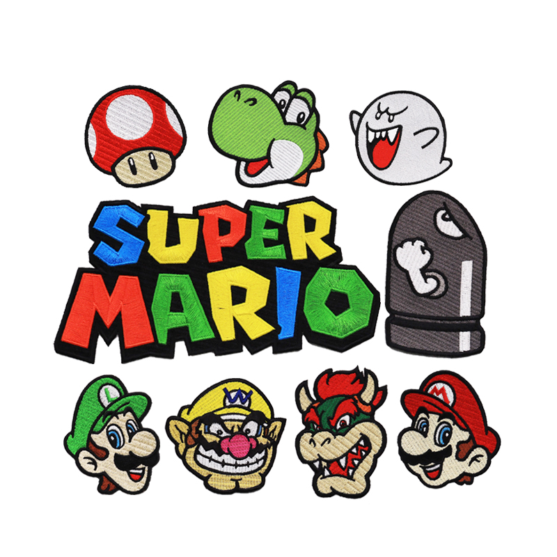 Custom 2021 mario series hot sale 3d clothing clothing accessories bag cowboy iron on soft pvc cartoon game embroidery patches