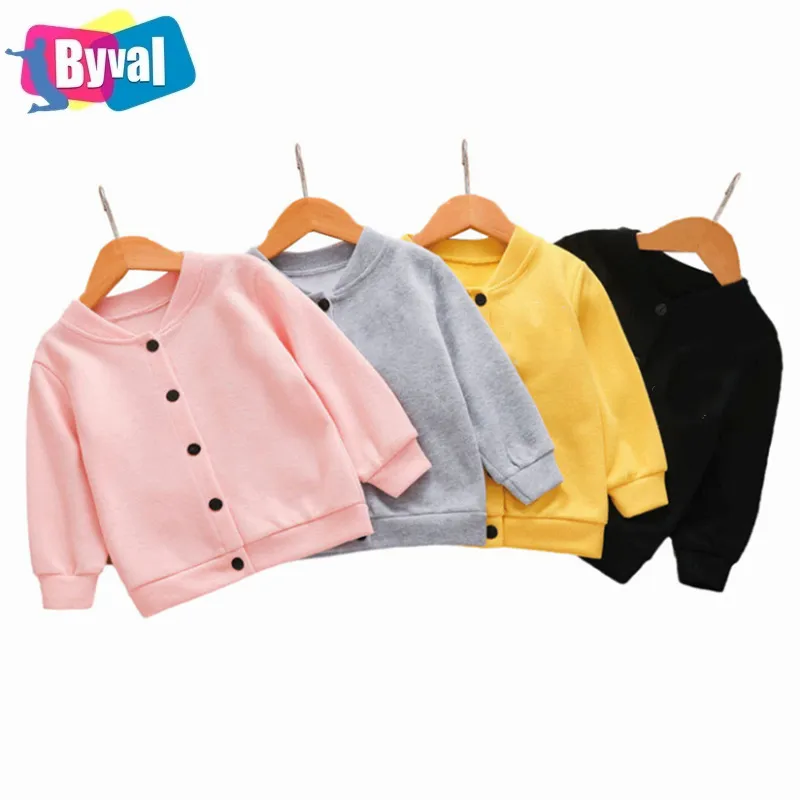 Byval Boys And Girls Kid's Stand Neck Long Sleeves Blank Solid Color Custom Factory Wholesales Cotton And Polyester Jackets