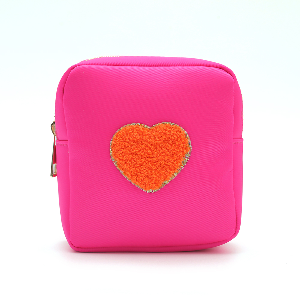 Waterproof Bright Color Nylon Pouch Fabric Toiletry Bag Personalized Cute Makeup Cosmetic Bag