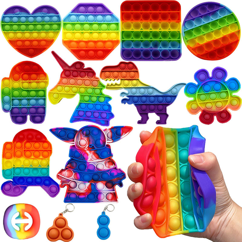 Лидер продаж, радужная игрушка из силикона, пузырьковая игрушка