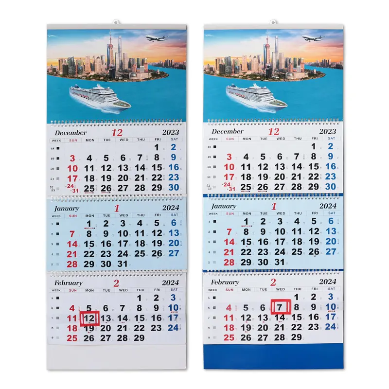 2024 Custom Calendar Printing 3-Month Display Wall Calendar Cheap Wall Calendar Printing