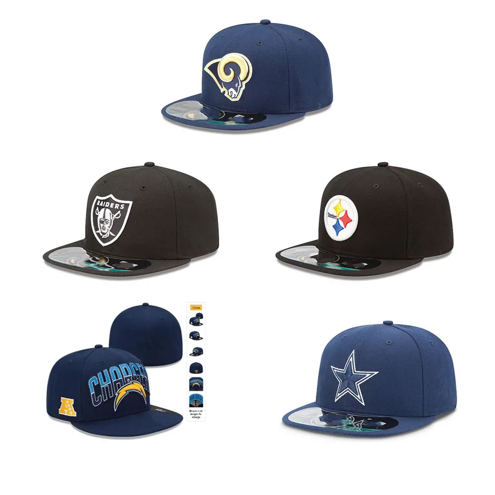 NFLL Football All Teams Embroidery High Quality Sports club Hip Hop fashion Fitted Hats