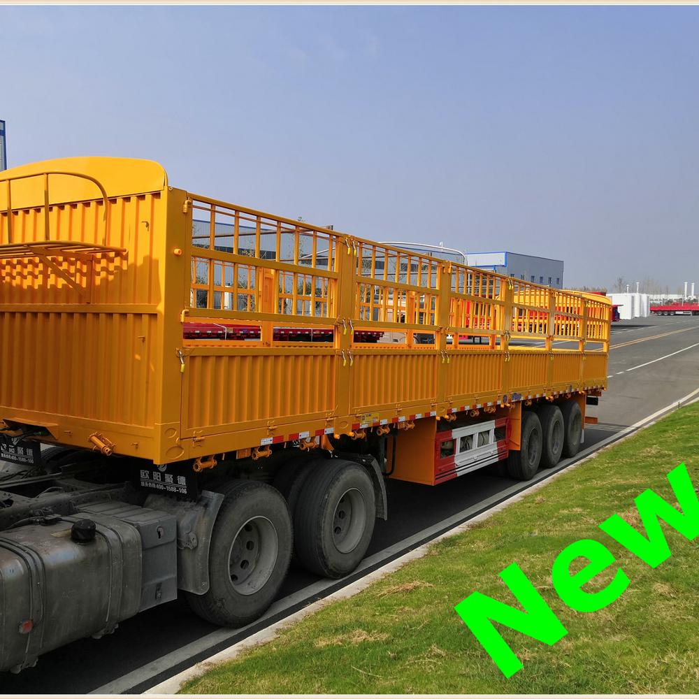 OYJD Trailers newest high fence trailer box 40ft flatbed trailer baseboard use wood timber chairs desks tables transport on sale