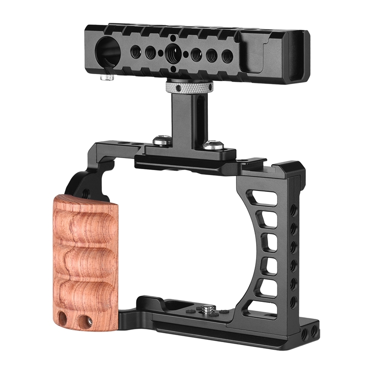 Hot Selling Camera Video Cage + Top Handle Kit Aluminum Alloy with Cold Shoe Mounts for Sony A7C Mirrorless Camera