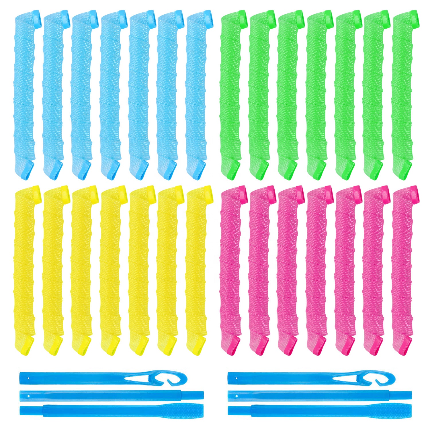 Hot sale 28 Pieces magic no heat curlers spiral curls hair rolles 55cm Diy magic rod hair curlers rollers
