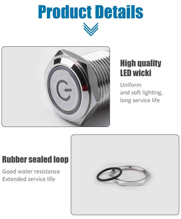 12MM LED Small Mini Metal Push Button Tact Switch Latching Self-Locking/Momentary Waterproof Car Electronic Switch