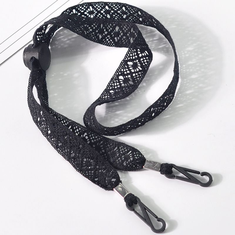 F0345 2 Colors Adjustable Lanyard Anti-lost lace Hanging Rope Two Hooks Traceless Ear Hanging Rope Extension Holder