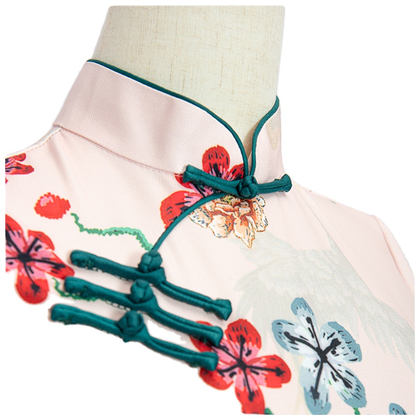 Widely Used Superior Quality Soft Pink 2021 Velvet Handmade Girl Cheongsam
