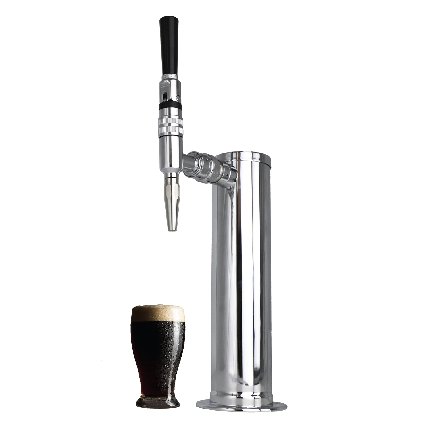 Homebrew well-polished silver nitro beer tap dispensing coffee