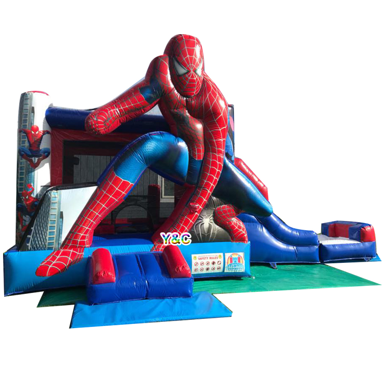 YC inflatable bouncy wet dry combo Spiderman jumping castle with pool