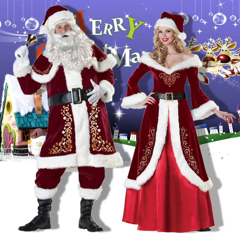 2021 Christmas Costumes Santa Full set For Adults Christmas Clothes Cosplay Costume Luxury Suit With White Beard