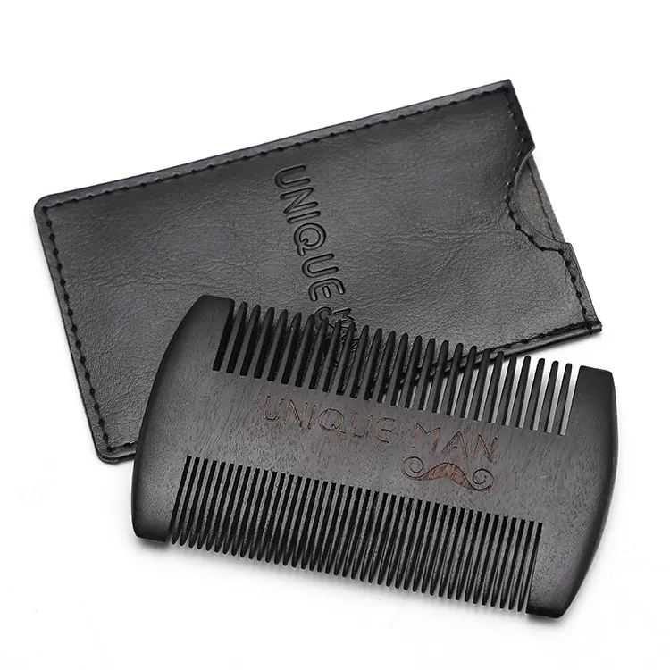 wholesale mens wide tooth beard comb custom logo private label wooden beard comb
